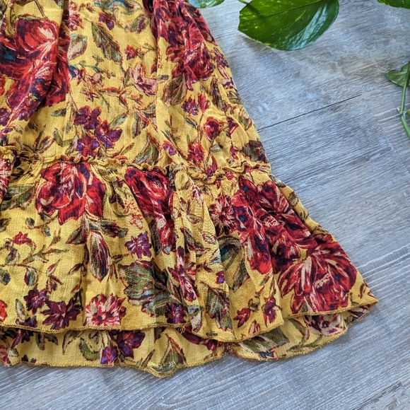 URBAN OUTFITTERS - Mustard Floral Crochet Mini Dress - Picture 4 of 11